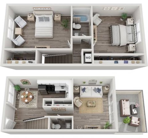 Floor plan for 2 beds, 1.5 baths, 1120 sqft